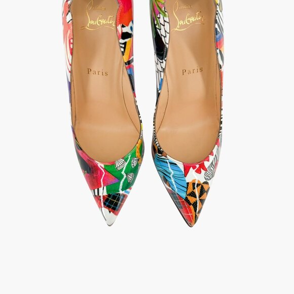 Christian Louboutin Hot Chick 100 Printed Patent Sapeur Pumps Heels Size 37 US 7 - Picture 5 of 14